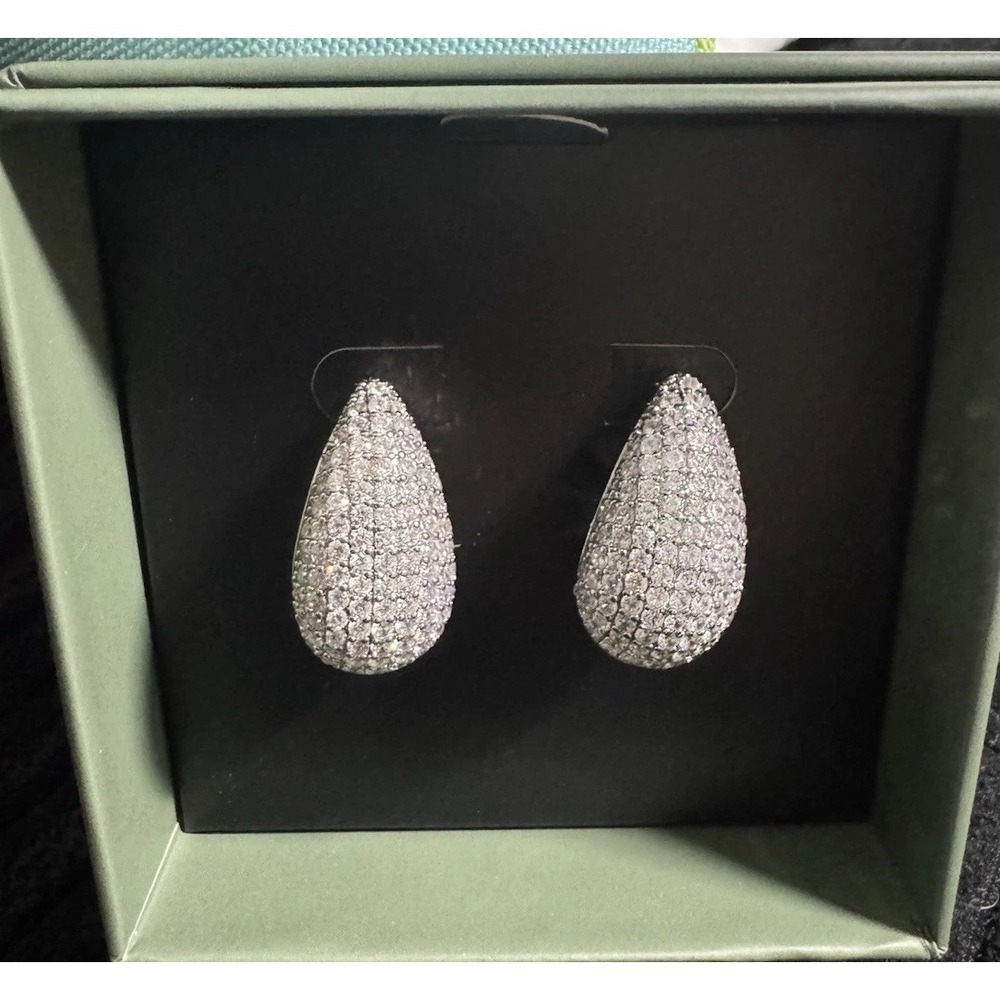 Jewels by Sunaina Pave Teardrop Stud Earrings New in Box-FabFitFun SRP $60